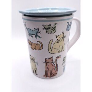 Signature Housewares Cat-Themed Stoneware Mug With Lid Dishwasher & Microwave